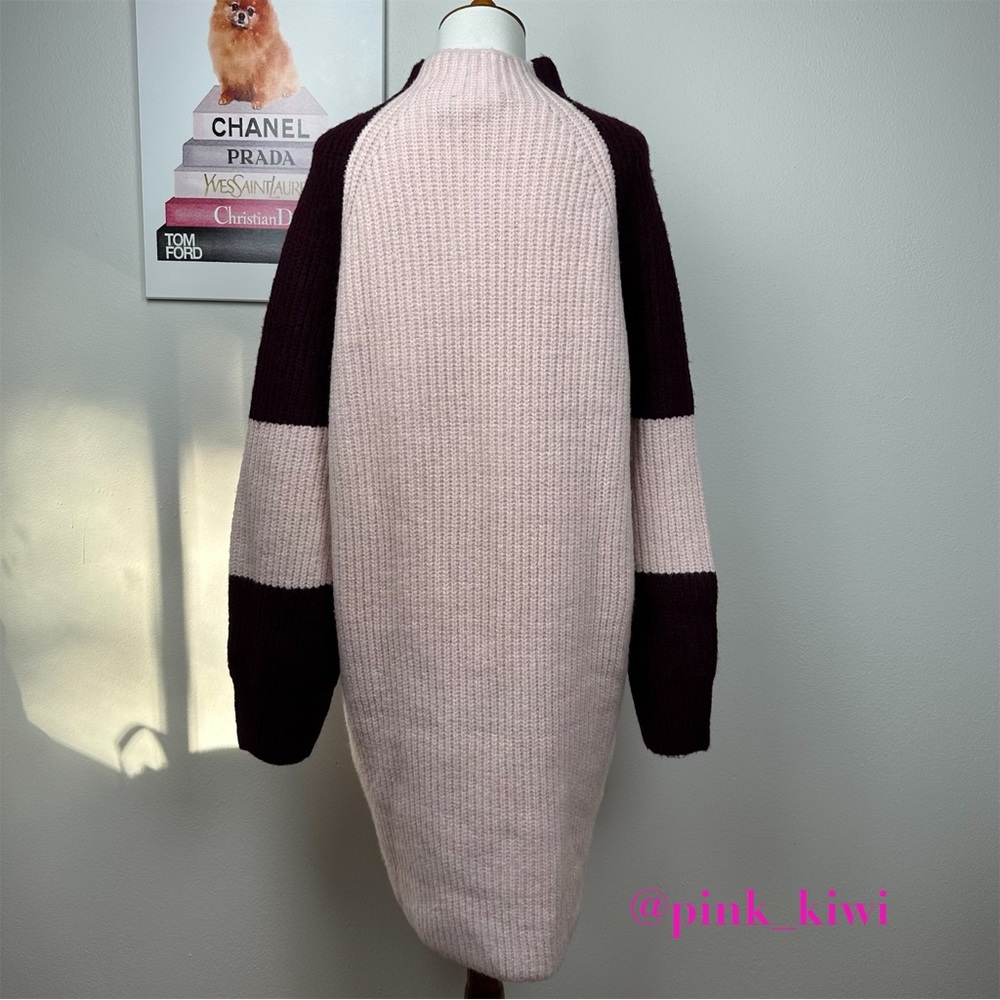 🆑 Express Colorblock Mock Neck Shift Sweater Dress - Picture 8 of 12